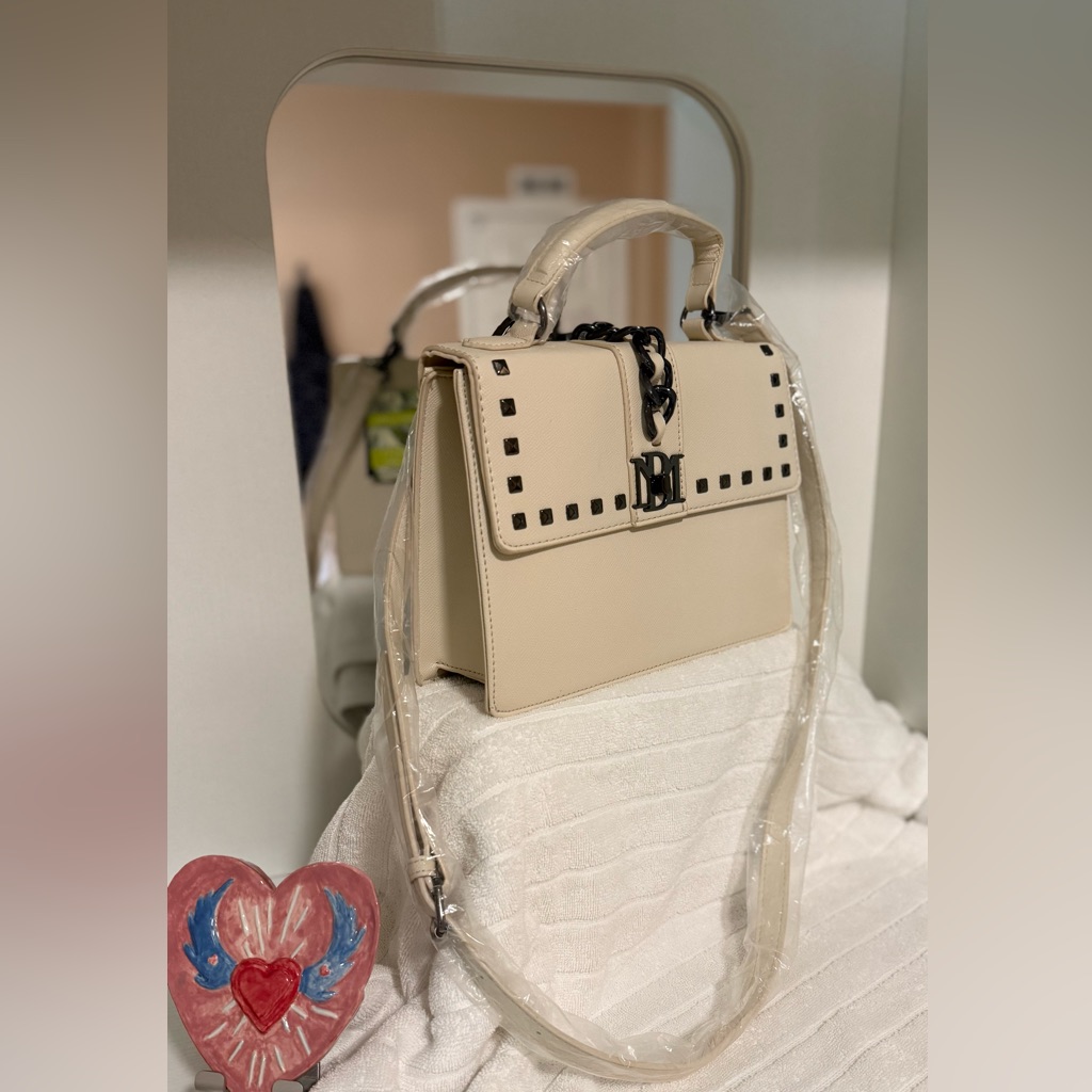 Badgley Mischka Studded Flap Crossbody Bag - Off White (Nwt)